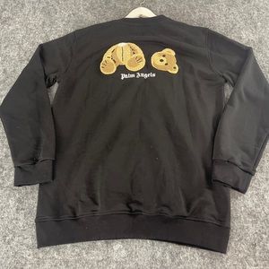 Palm Angels Shirt Mens Large Black Sweatshirt Pullover Crew Neck Sweater N258